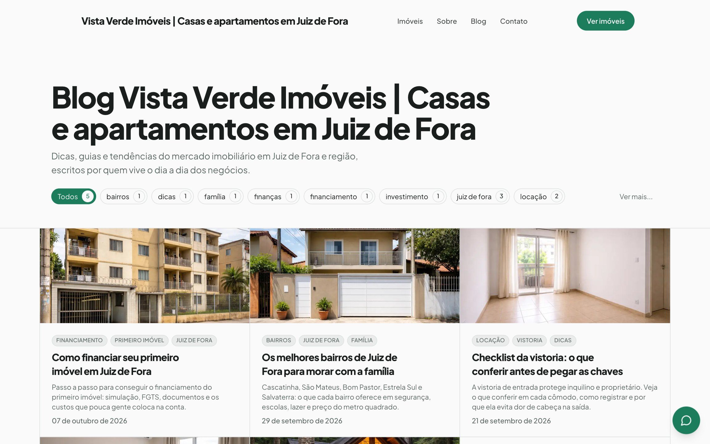 Blog no site da imobiliária, publicado pela Habitar